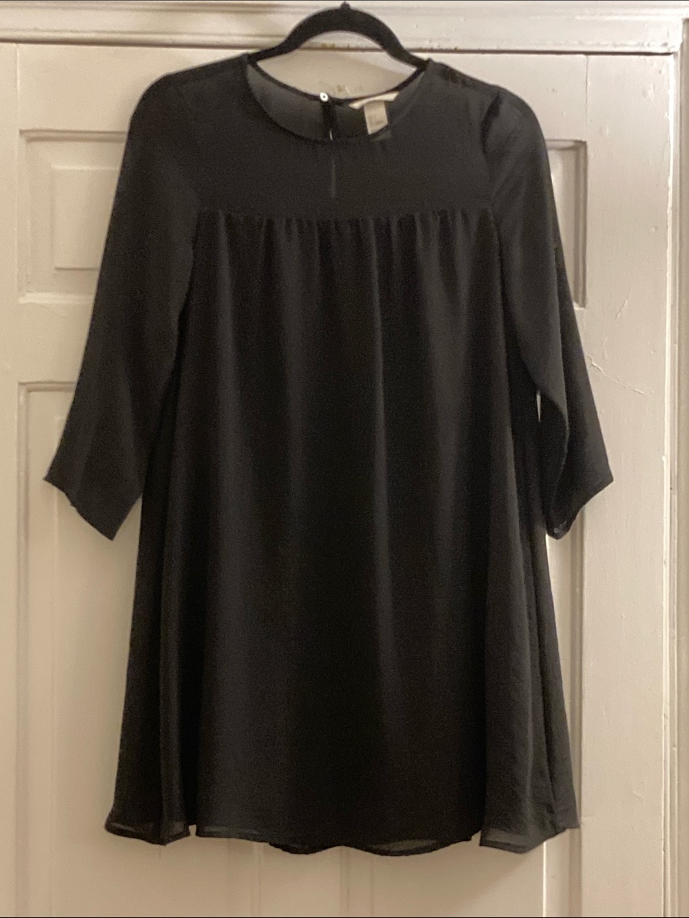 NWOT H&M Black Mini Shift Dress with Scoop Neck, Size 4